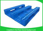 1200 * 800mm Blue Plastic Pallets With Three Runners , Plastic Skids Pallets