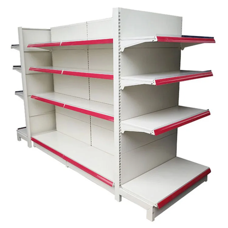 Factory Custom Size Color milk white gondola shelving supermarket shelf market exhibit wall shelf
