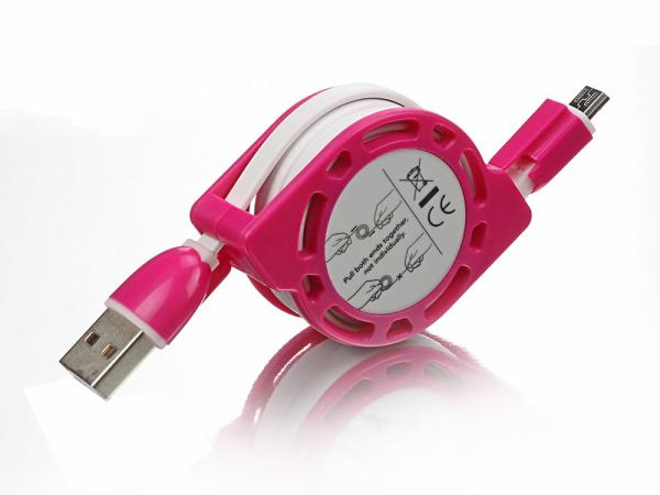 White Pink Blue USB Extension Cable Reel Micro 8pin For IPhone Android SZX-MF