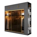 Modern Bedroom Closet Armoire Wardrobe With Glass Sliding Doors