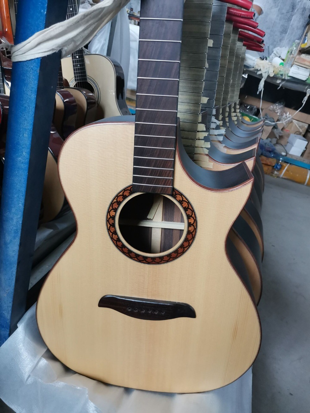 Custom Grand 41 inch Dreadnought Acoustic Guitar in Dark Brown Finish Flamed Maple Back & Sides