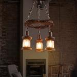 Rustiy Indoor Decoration Wood And Metal Pendant Light Ce Rohs Certification