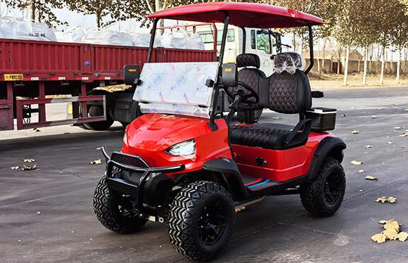 Red color 2 Seater Electric Off-Road Golf Cart High Power 12'' Tires 4kw Motor