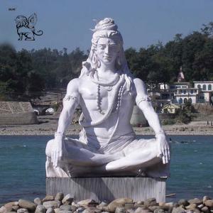 Wholesale BLVE White Marble Life Size Lord Shiva Garden Statues Stone Sculpture Hindu God Large Outdoor Religious from china suppliers