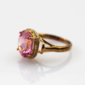 Wholesale Rose Gold Plated Sterling Silver Ring with 8mmx10mm Pink Cubic Zircon(R280) from china suppliers