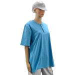 Cleanroom 99% Cotton+1% Carbon Fiber Blue Unisex ESD Anti-static O-neck T-shirt