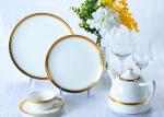 OEM ODM 8.25 Inch Ceramic White Plates With Gold Trim