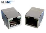 Tab Up Magnetic RJ45 Jack 1 X 1 Shielded Black Housing With Green LED Color