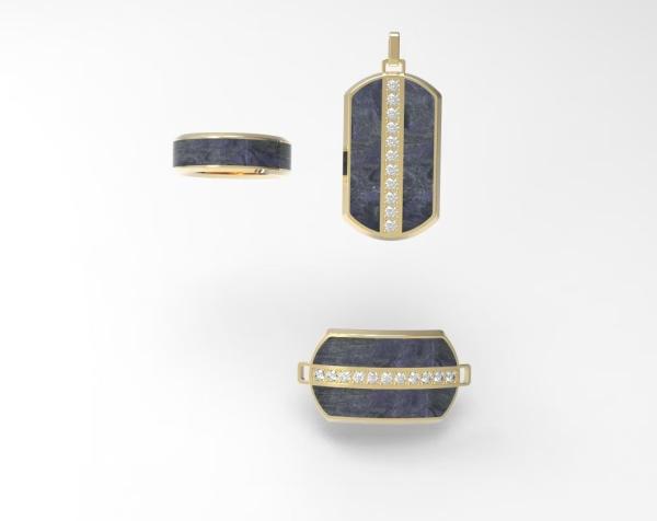 3pcs Carbon Fiber Jewelry Set With Rings,pendants And Bracelets For Men And
