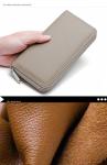 Unisex Fashion Custom Wallet in Smooth Pebble Genuine Leather with Long Zipper