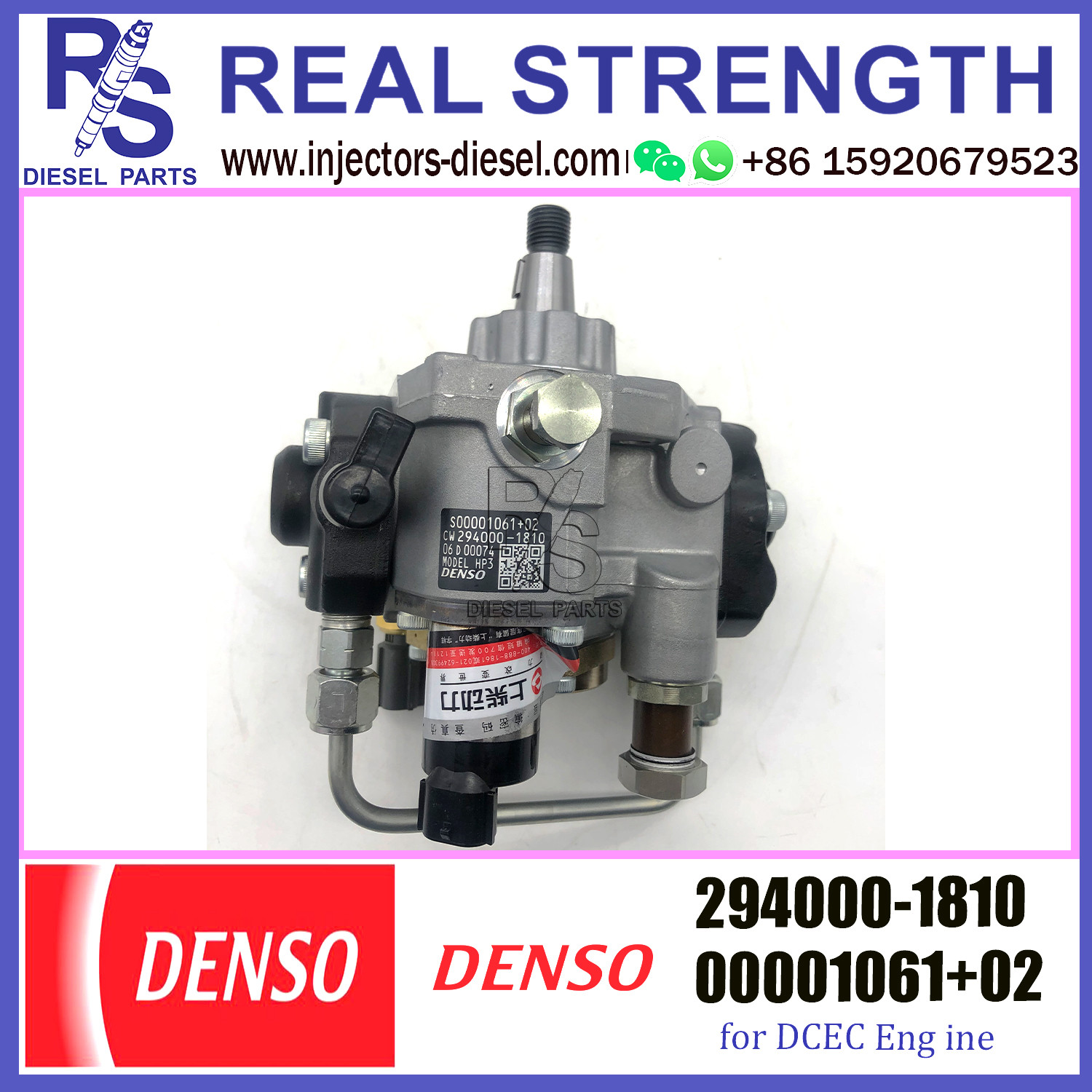 Denso HP3 Fuel Injection Pump 294000-1810 For SDEC Truck SC4H/7H S00001061+02 00001061+02