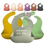 Antibacterial Toddler silicone scoop bib Waterproof Feeding Bibs With Crumb
