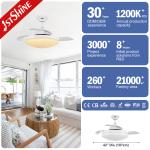 Modern Style 1stshine Retractable Ceiling Fan with 3 Clear PC Blades and Silent