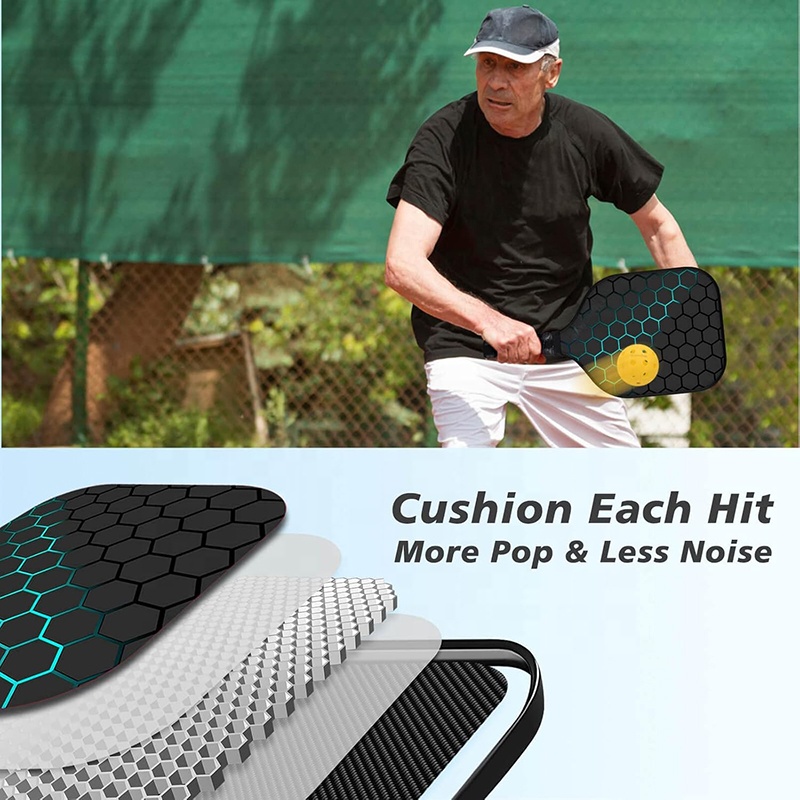 Fiberglass Core Pickleball Training Paddle Black Pickleball Paddle 16mm