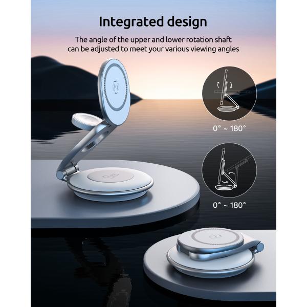 Metal 3 In 1 360 Rotating Wireless Charger Customized Logo For Qi Function