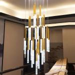 Modern LED Crystal Chandeliers gold Loft Staircase Indoor hotel large chandelier