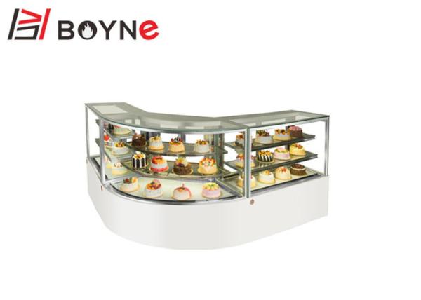 Counter Top Cake Display Fridge Fan Shaped Compartment Constructed Interior LED