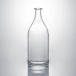Clear Glass Liquor Bottle with Embossed Body and Cork Stopper