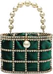 EVENING HANDBAG WOMEN CLUTCH PURSES WITH PEARL DIAMONDS FOR WEDDING PROM