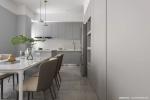 L Shaped Modern Gray Kitchen Cabinets Customized EB Kitchen Set