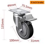 EDL Medium Duty Zinc Coating 4inch 130kg Plate TPU Caster by Rigid, Swivel and