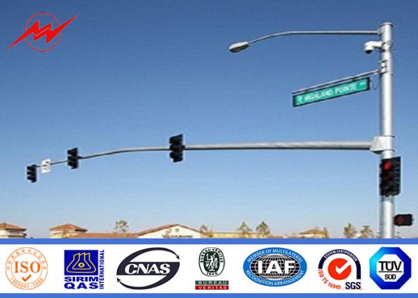Galvanized Traffic Light Pole For Traffic Sign With Anchor Bolt 10M Height 7M
