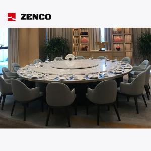 Wholesale Pure White Hotel Restaurant Furniture Set with Stone Dining Table and Gray Leather Chairs from china suppliers