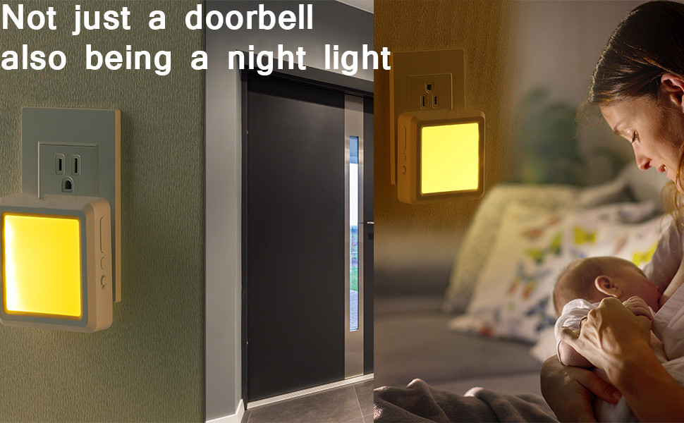 Self-Power Weatherproof Transmitter Plug in Night Lights with Wireless Doorbell