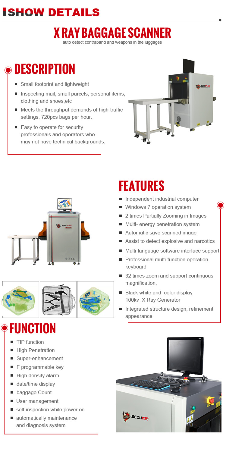 Security Checkpoints X Ray Baggage Scanner For Prison / Subway , 0.20m/S Conveyor Speed
