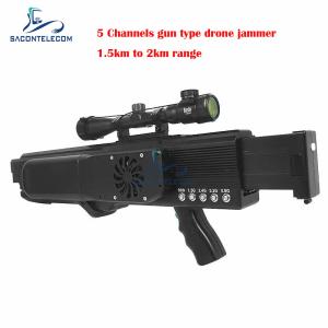 Wholesale UAV Gun Drone Signal Jammer Blocker 5 Bands 1.5km Distance 130w High Power from china suppliers