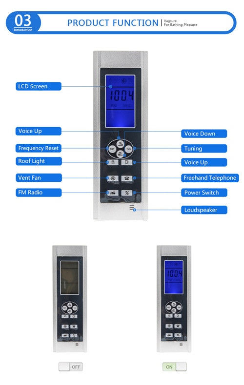 Frosted ABS Surface Shower Control Panel , Anti Crack Steam Shower Equipment