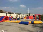 0.9mm PVC Tarpaulin Huge Inflatable Water Parks 40m Diameter With Red / Blue