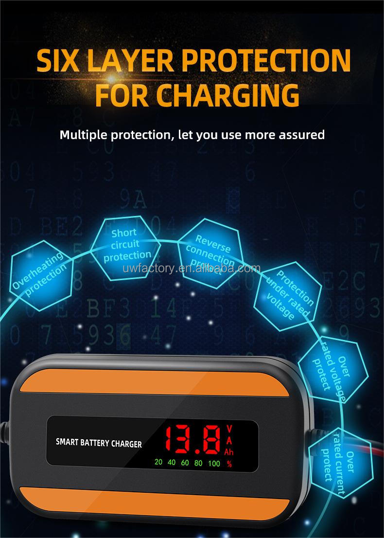 90% Charging Efficiency 12V 2A 3A 4A Car Battery Charger with Intelligent Smart Sealed Lead Acid Battery and Current Protection