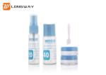 Four Piece Spray Disc Cap Travel Size Refillable Bottles With Cream Jar / Spoon