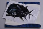 Personalised full color engraving fish individual packing sticker decal printing