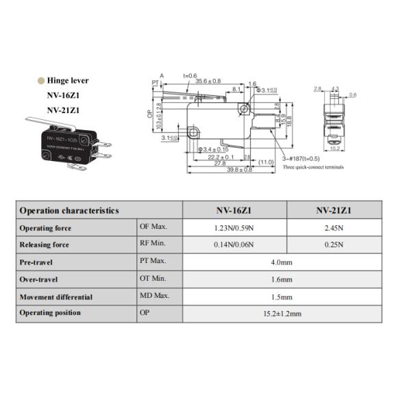 NNC Waterproof Microswitch NV Series with different kinds of lever High-Speed and Accurate Switch for Industrial Automation