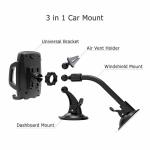 Long Arm Flexible Car Dashboard Phone Mount 3 In 1 Strong suction 65mm width
