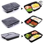 Black Disposable Lunch Box with 1-4 Compartments, Microwave Safe & Leak-Proof