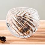 Striped Round Small Glass Globe Vases Votive Candle Holder Pressed 12 X 8.8cm