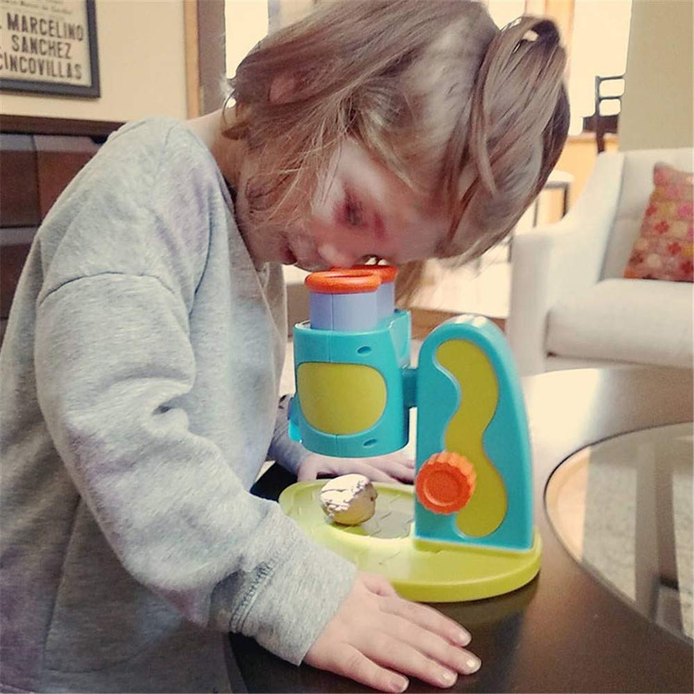 Children's LED Double Hole Microscope Magnifier 8x for Science Toys Plastic Material