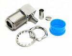 Silver N Female Jack Bulkhead Radio Frequency Connector Right Angle For RG58