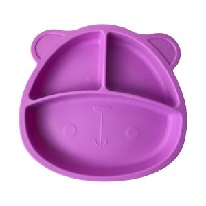 Wholesale Baby Feeding Plate Set Silicone Customized Sizes Purple Bear Shape Eco Friendly Soft from china suppliers