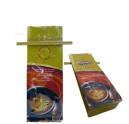Customized Tin Tie Coffee Bean Bag / Aluminum Foil Side Gusset Quad Seal