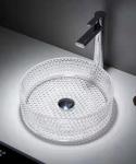 12mm Table Top Hand Wash Basin 15.5 Inch Transparent Crystal Round Bathroom Sink