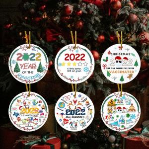 Wholesale 3 Inches Ceramic Christmas Tree Ornaments UV Printing For Home Pendant Decoration from china suppliers