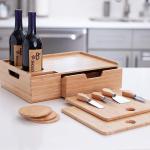 Minimalist Design Style Natural Bamboo Serving Tray for Rustic Outdoor Wine and