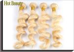 Machine Double Weft Virgin Peruvian Hair Extensions Natural Weave Blonde Color
