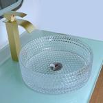12mm Table Top Hand Wash Basin 15.5 Inch Transparent Crystal Round Bathroom Sink
