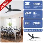 Remote Control 220V 50HZ 5 Speed LED Ceiling Fan With 3 Wood Blades
