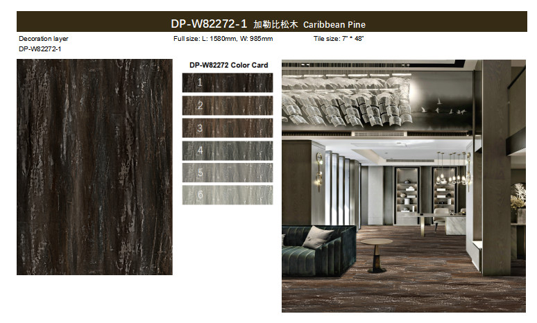5mm Stone Plastic Composite Vinyl Plank Flooring Antibacterial Caribbean Pine GKBM DP-W82272